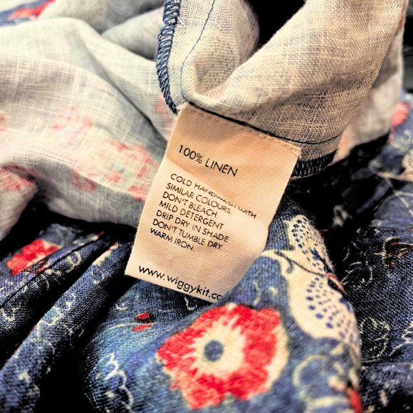 Wiggy Kit Keeper Dress Blue Linen Floral NWOT - Picture 9 of 9